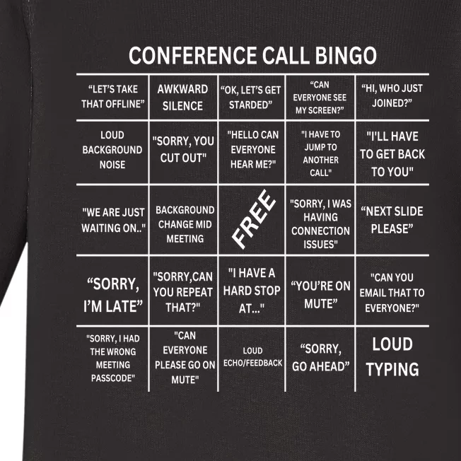 Conference Call Bingo Baby Long Sleeve Bodysuit