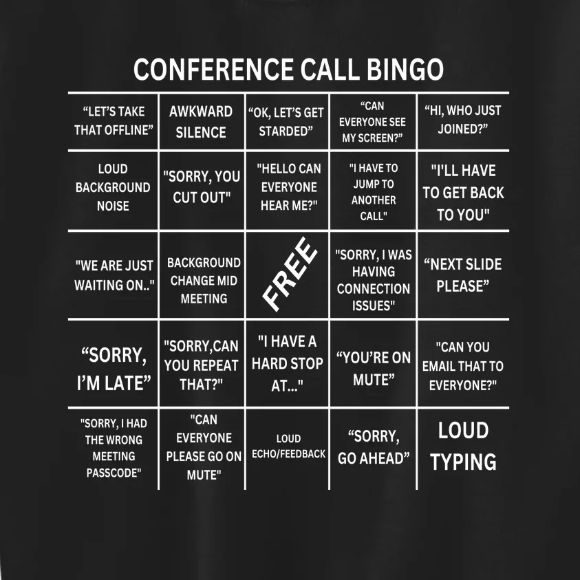 Conference Call Bingo Kids Sweatshirt