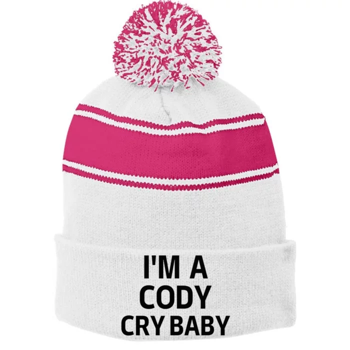 Cody Cry Baby Rhodes Cry Baby Wrestling Stripe Pom Pom Beanie