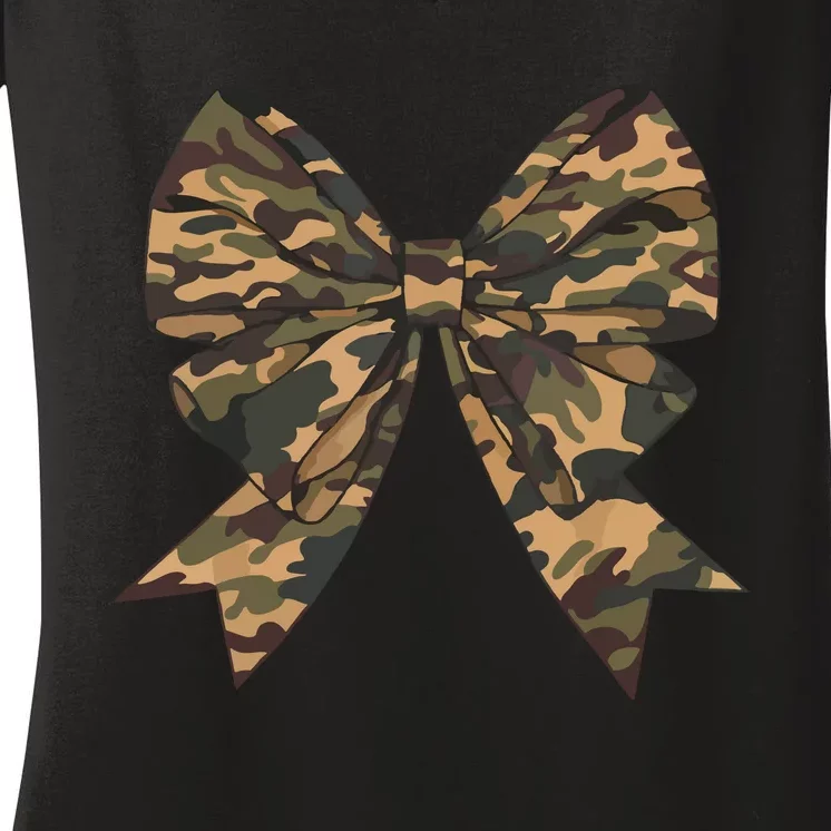 Camo Coquette Bow Duck Hunting Hunter Women's V-Neck T-Shirt