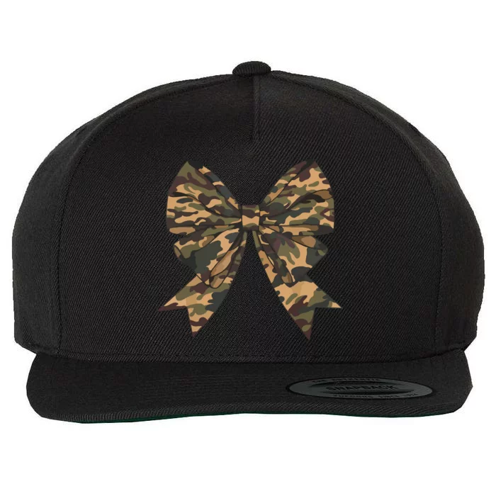 Camo Coquette Bow Duck Hunting Hunter Wool Snapback Cap