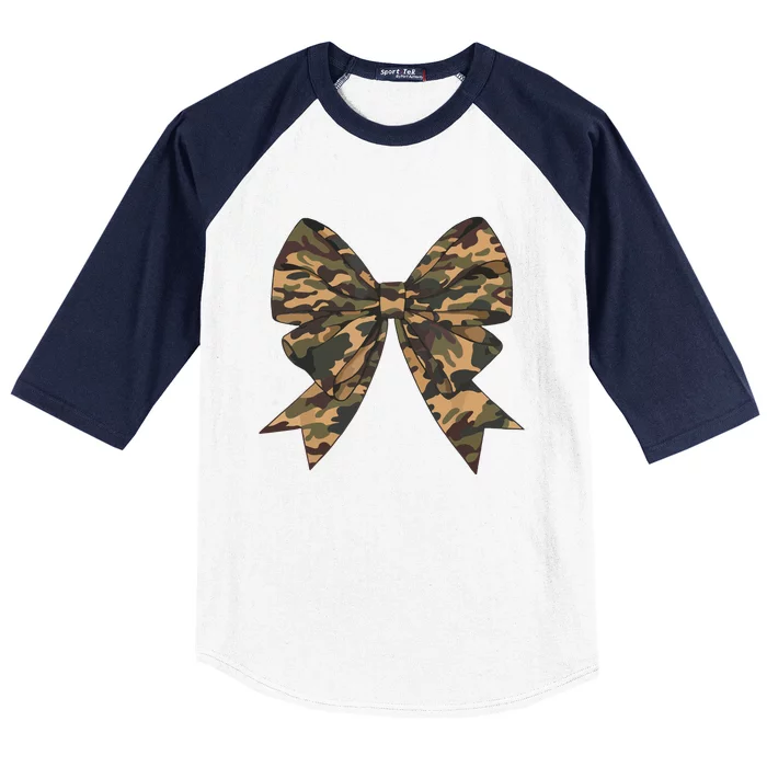 Camo Coquette Bow Duck Hunting Hunter Baseball Sleeve Shirt