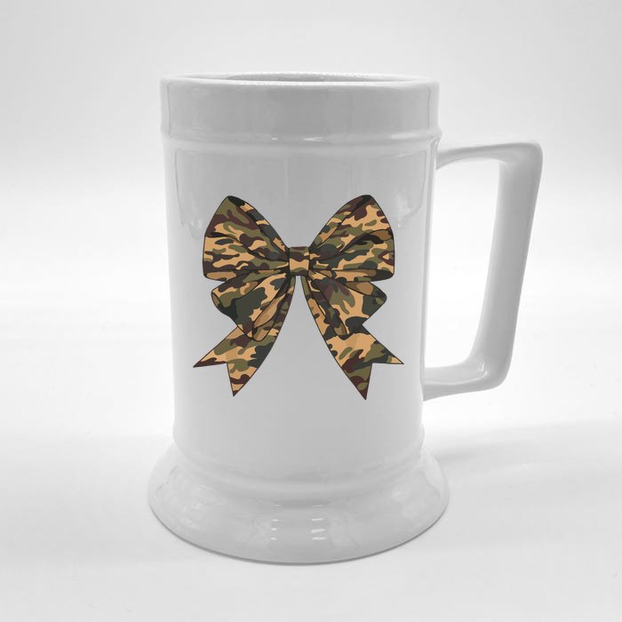 Camo Coquette Bow Duck Hunting Hunter Front & Back Beer Stein