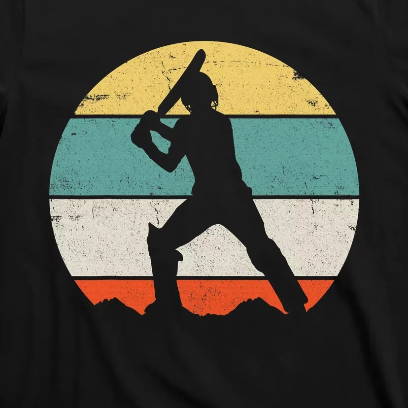 Cricketer Cricketing Bat And Ball Sport Retro Cricket Player T-Shirt