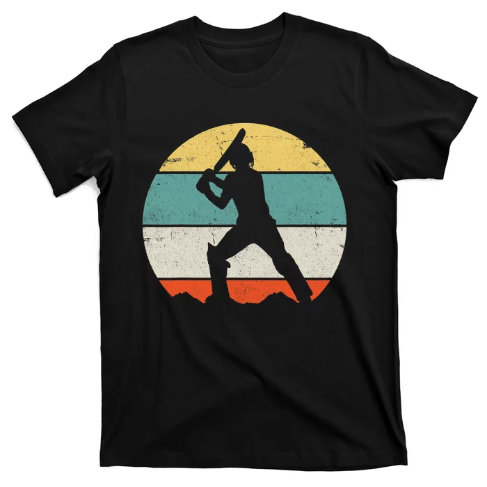 Cricketer Cricketing Bat And Ball Sport Retro Cricket Player T-Shirt