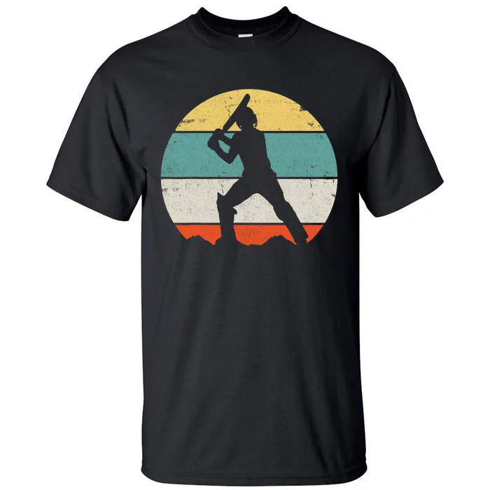 Cricketer Cricketing Bat And Ball Sport Retro Cricket Player Tall T-Shirt