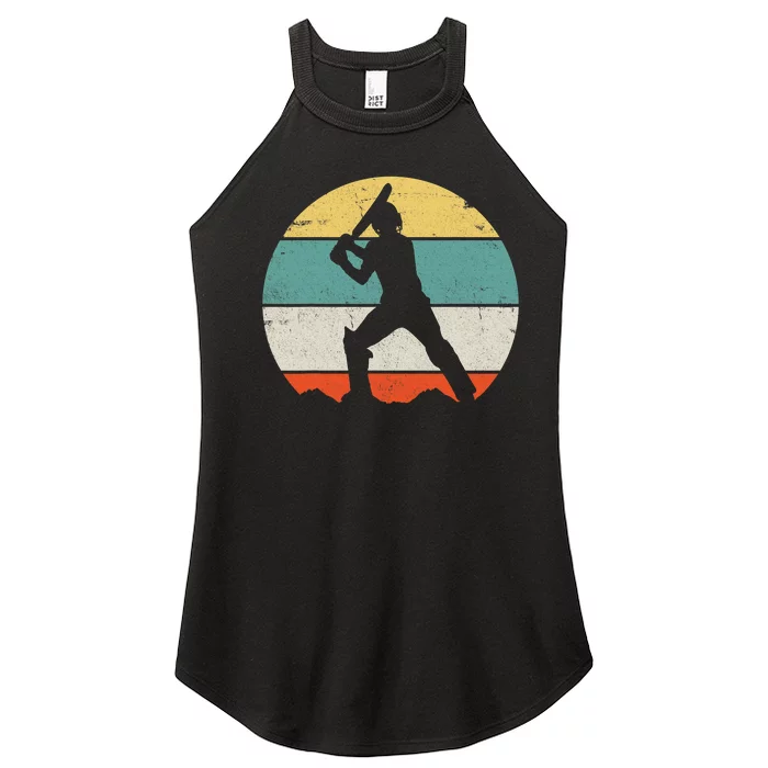 Cricketer Cricketing Bat And Ball Sport Retro Cricket Player Women’s Perfect Tri Rocker Tank