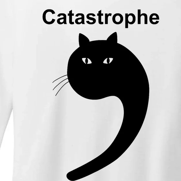 Catastrophe Comma Black Cat Funny Saying Cat As Apostrophe Womens CVC Long Sleeve Shirt