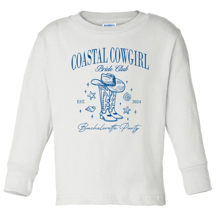 Coastal Cowgirl Bride Club Beach Bachelorette Party 2024 Toddler Long Sleeve Shirt