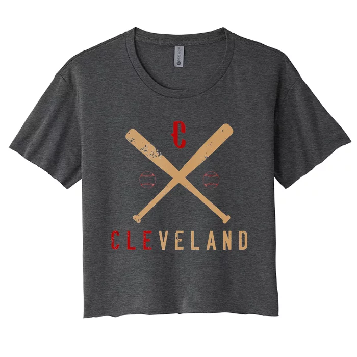 Cleveland Cle Baseball Vintage Women's Crop Top Tee