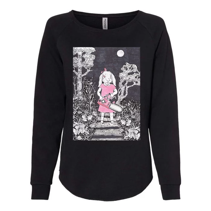 Creepy Chainsaw Bunny Goth Gothic Halloween Horror Darkness Womens California Wash Sweatshirt