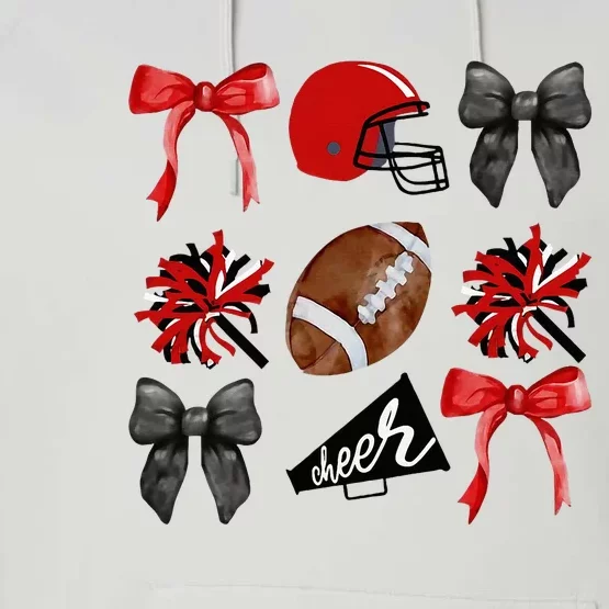 Cheer Coquette Bow American Football Autumn Thanksgiving Performance Fleece Hoodie