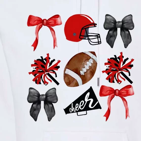 Cheer Coquette Bow American Football Autumn Thanksgiving Premium Hoodie