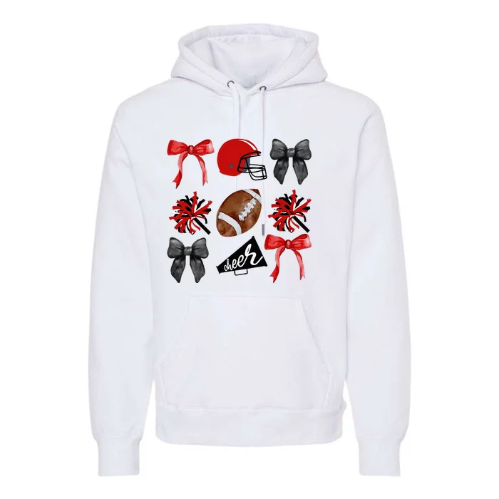 Cheer Coquette Bow American Football Autumn Thanksgiving Premium Hoodie