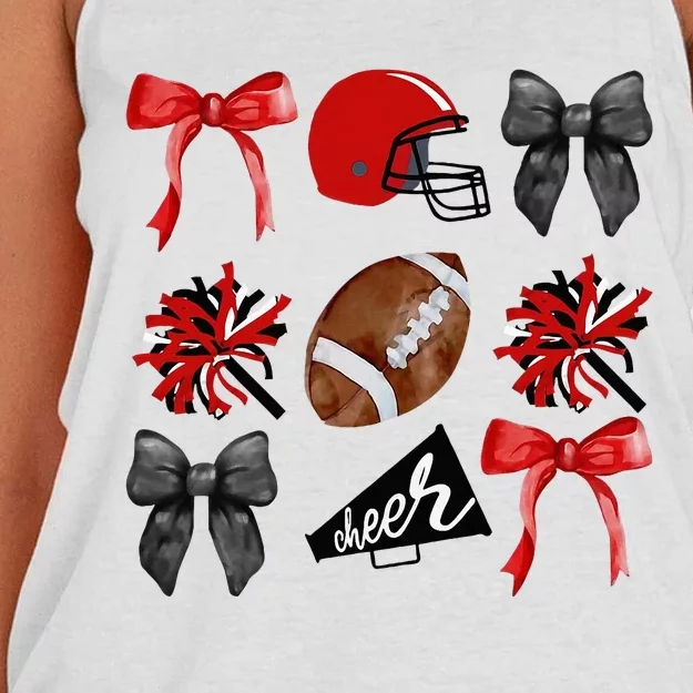 Cheer Coquette Bow American Football Autumn Thanksgiving Women's Knotted Racerback Tank