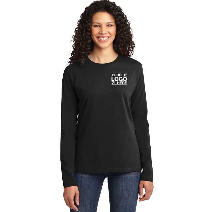 Custom Company Brand Pocket Customize Logo Ladies Long Sleeve Shirt