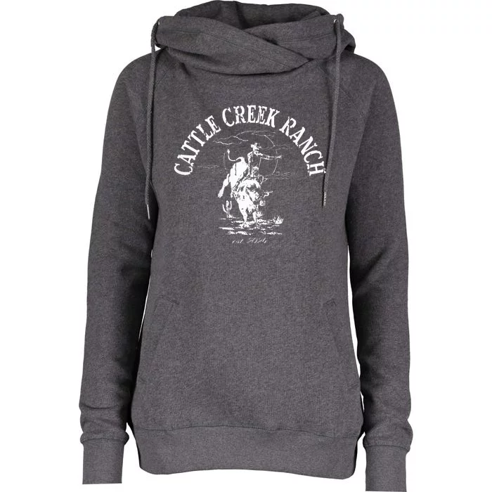 Cattle Creek Bucking Bull Rodeo Womens Funnel Neck Pullover Hood