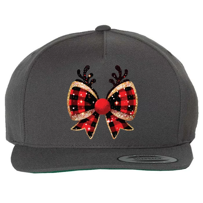 Christmas Coquette Bow Wool Snapback Cap