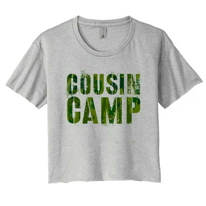 Camo Cousin Camp Funny Grandma Crew Grandpa Summer Trip Cool Gift Women's Crop Top Tee