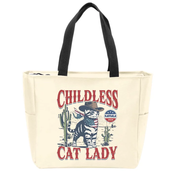 Cowboy Cat Childless Cat Lady Kamala 2024 Zip Tote Bag