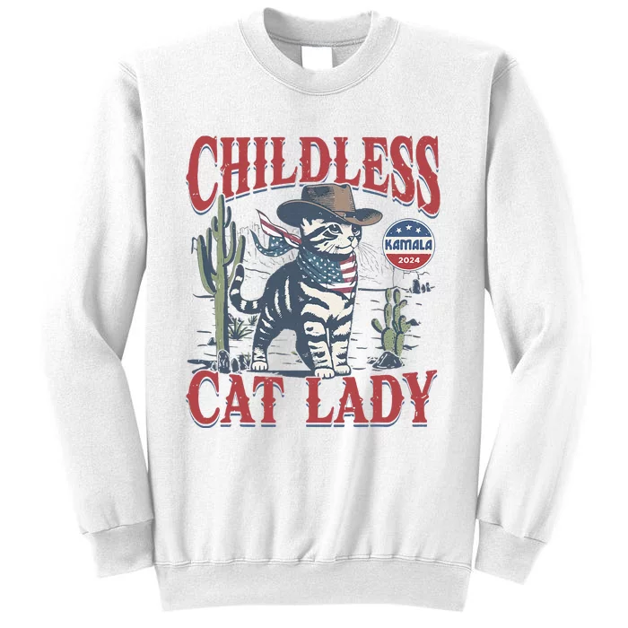 Cowboy Cat Childless Cat Lady Kamala 2024 Sweatshirt