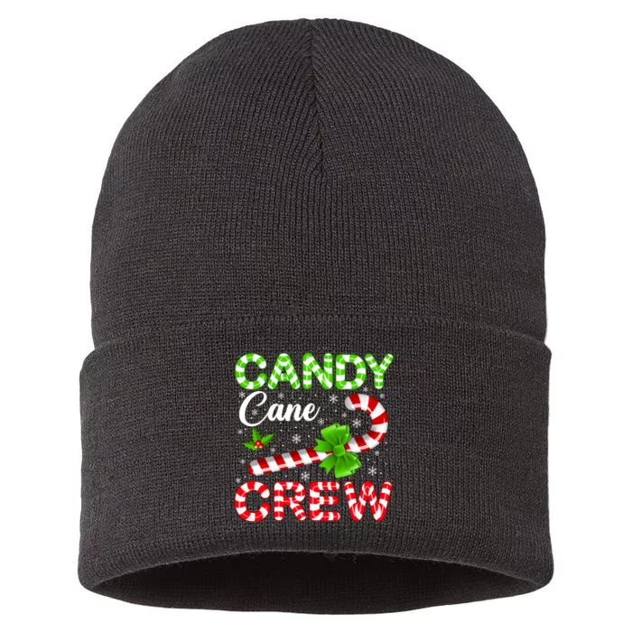 Candy Cane Crew Christmas Family Matching Xmas Pajamas Sustainable Knit Beanie