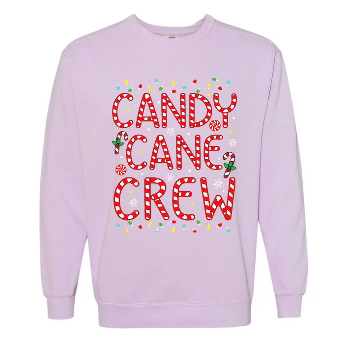 Candy Cane Crew Funny Christmas Candy Cane Lover Xmas Pajama Garment-Dyed Sweatshirt