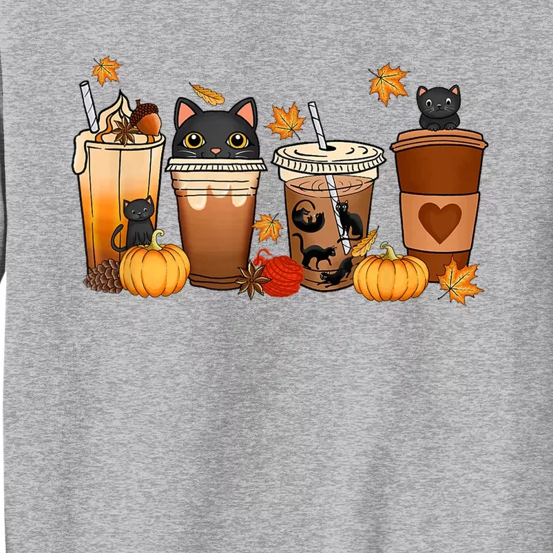 Cat Coffee Cat Mom Funny Halloween Tall Sweatshirt