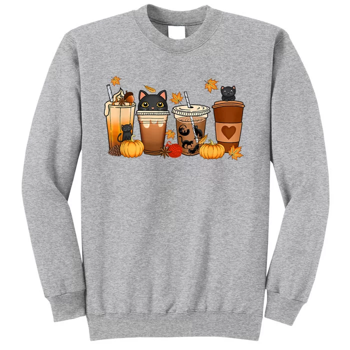 Cat Coffee Cat Mom Funny Halloween Tall Sweatshirt