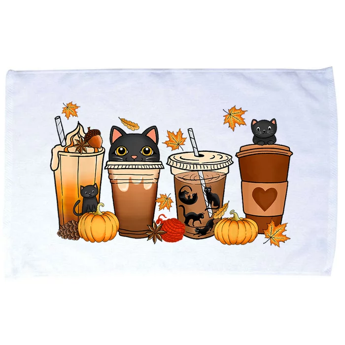 Cat Coffee Cat Mom Funny Halloween Microfiber Hand Towel