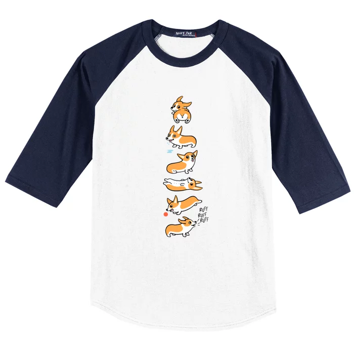 Cutie Corgis Baseball Sleeve Shirt