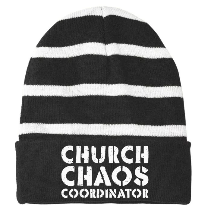 Church Chaos Coordinator Funny Church Pastor Striped Beanie with Solid Band