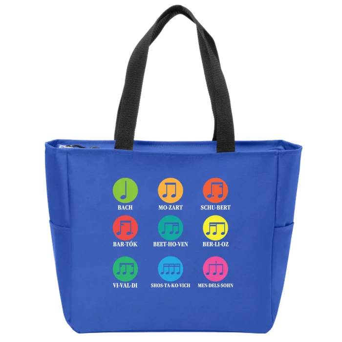 Classic Composers Classical Music Musical Notes Funny Gift Zip Tote Bag