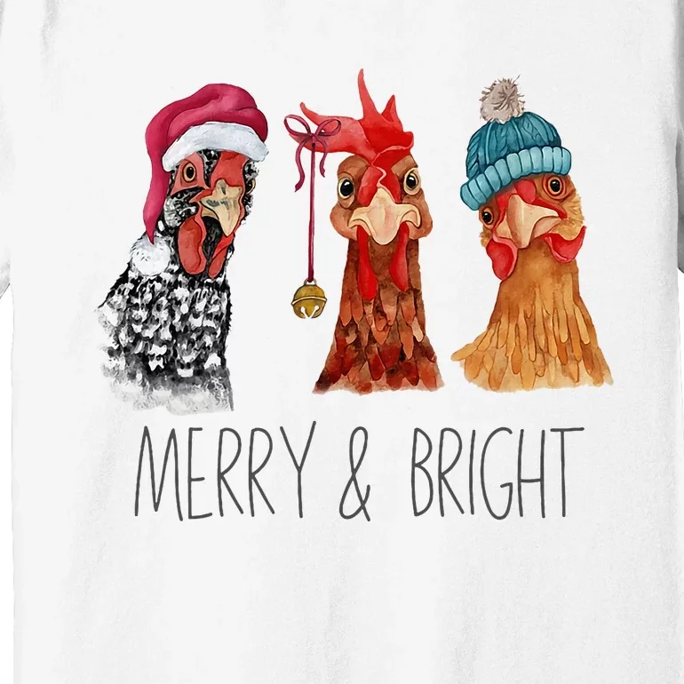 Cute Chickens Christmas Christmas Farm Animal Funny Holiday Premium T-Shirt