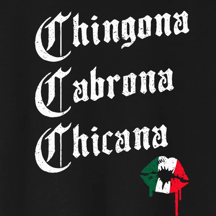 Chingona Cabrona Chicana Kissing – Funny Mexican Woman Latina Women's Crop Top Tee