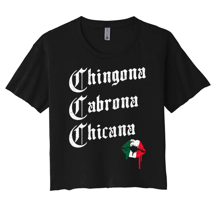 Chingona Cabrona Chicana Kissing – Funny Mexican Woman Latina Women's Crop Top Tee