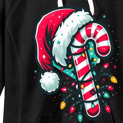 Candy Cane Crew Christmas Lights Family Matching Xmas Women's Fleece Hoodie