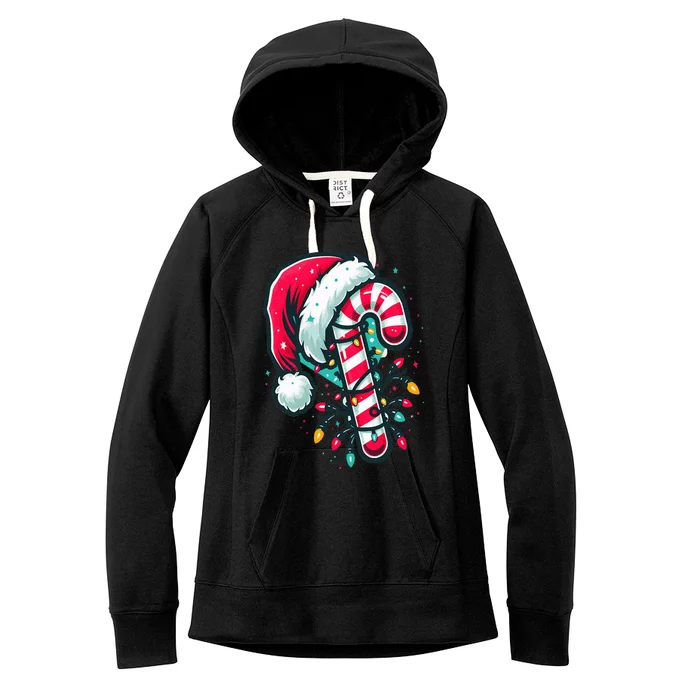 Candy Cane Crew Christmas Lights Family Matching Xmas Women's Fleece Hoodie