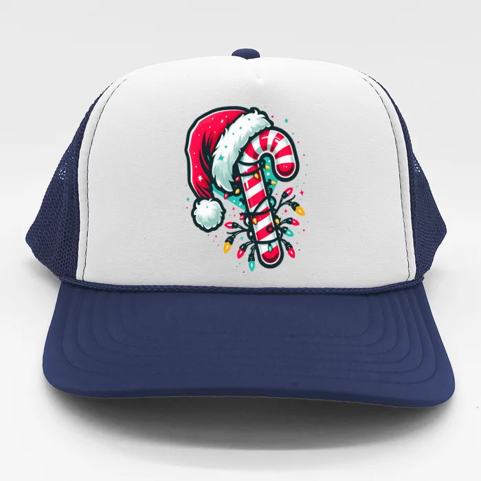 Candy Cane Crew Christmas Lights Family Matching Xmas Trucker Hat