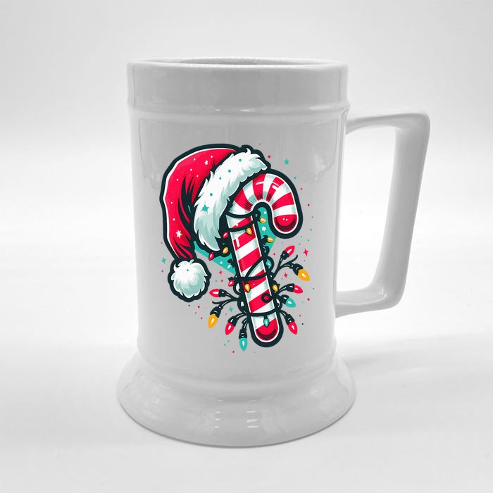 Candy Cane Crew Christmas Lights Family Matching Xmas Front & Back Beer Stein