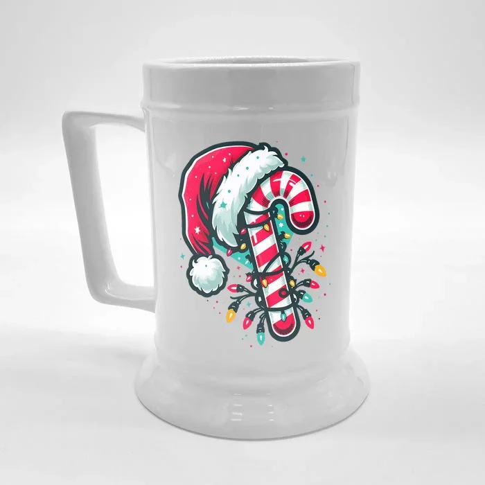 Candy Cane Crew Christmas Lights Family Matching Xmas Front & Back Beer Stein