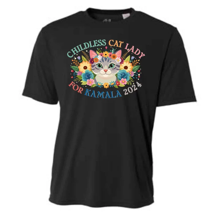 Cute Childless Cat Lady For Kamala Harris 2024 Election Cooling Performance Crew T-Shirt