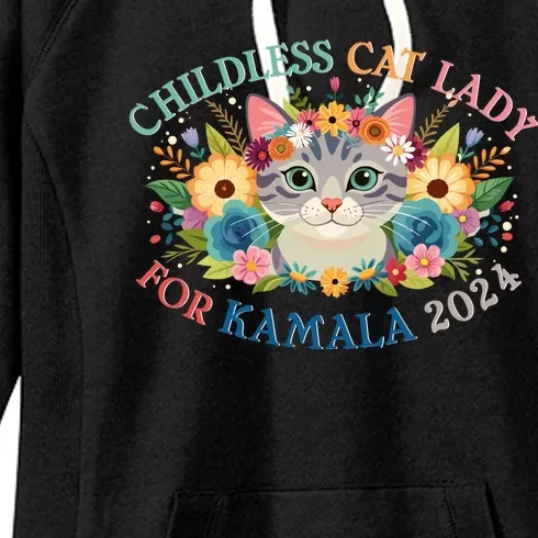 Cute Childless Cat Lady For Kamala Harris 2024 Election Women's Fleece Hoodie