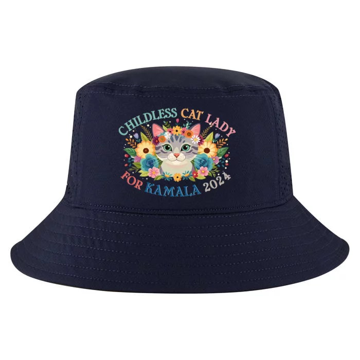 Cute Childless Cat Lady For Kamala Harris 2024 Election Cool Comfort Performance Bucket Hat