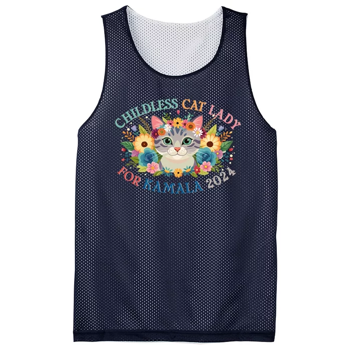 Cute Childless Cat Lady For Kamala Harris 2024 Election Mesh Reversible Basketball Jersey Tank