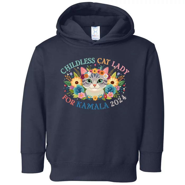 Cute Childless Cat Lady For Kamala Harris 2024 Election Toddler Hoodie