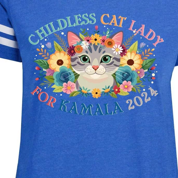 Cute Childless Cat Lady For Kamala Harris 2024 Election Enza Ladies Jersey Football T-Shirt