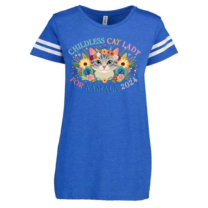 Cute Childless Cat Lady For Kamala Harris 2024 Election Enza Ladies Jersey Football T-Shirt