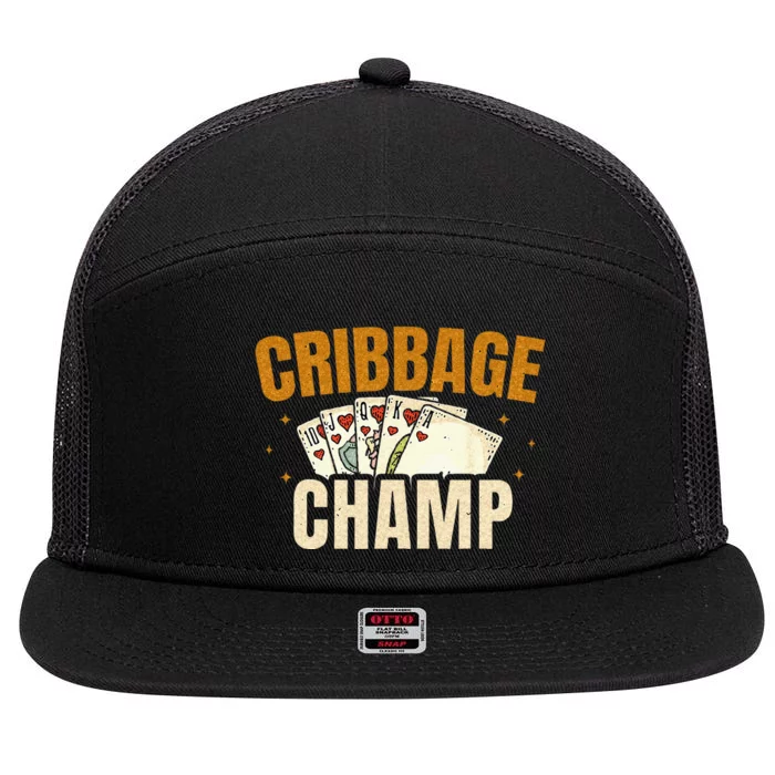 Cribbage Champ Card Game Players 7 Panel Mesh Trucker Snapback Hat