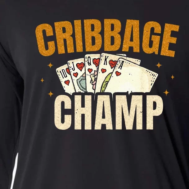 Cribbage Champ Card Game Players Cooling Performance Long Sleeve Crew